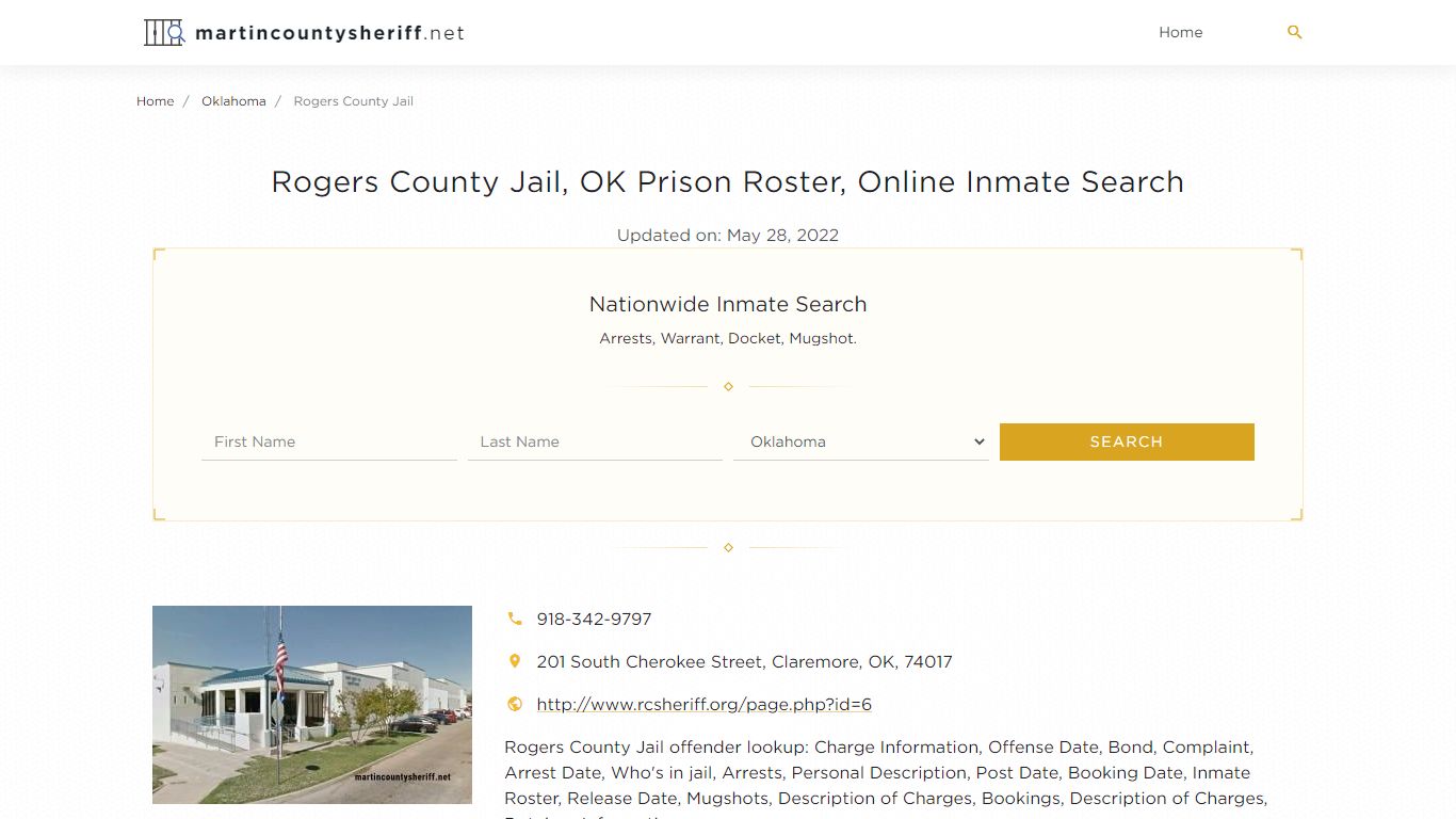 Rogers County Jail, OK Prison Roster, Online Inmate Search ...