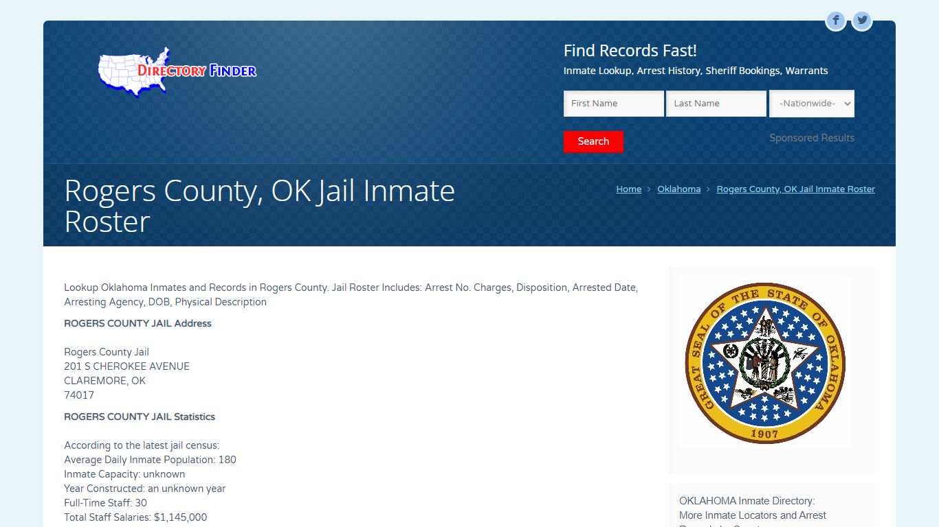 Rogers County, OK Jail Inmate Roster | People Lookup